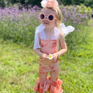 New York Couture Baby Toddler Girls  Vintage 1970’s FLORAL Bellbottoms Jumpsuit